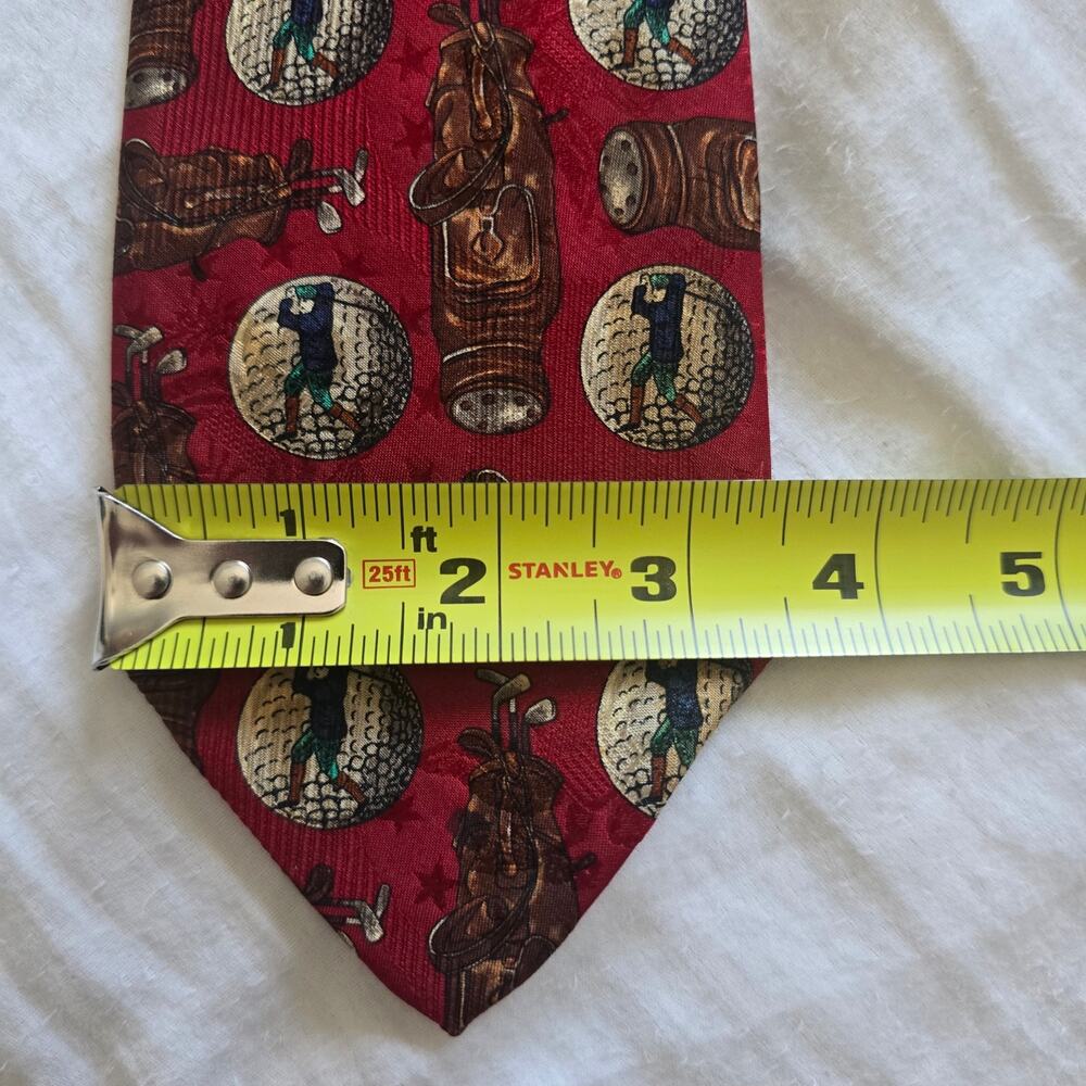 Robert Talbott Mens Golf Tie Hand Sewn Silk Red Burgundy Made in USA - Picture 5 of 5